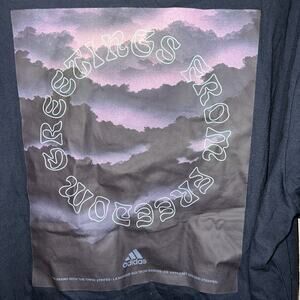 Adidas GREETINGS FROM FREEDOM MEN’s XL Dark Navy Blue Lavender Embroidered Logo